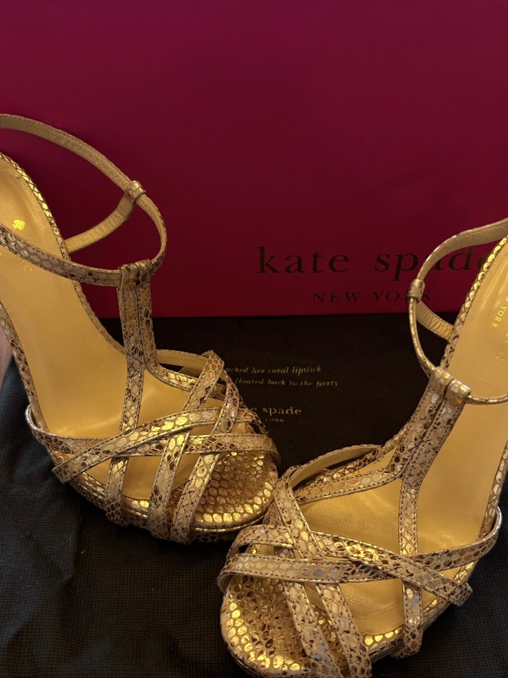 Kate Spade Renee Rose Gold/Snake Print Sandals
